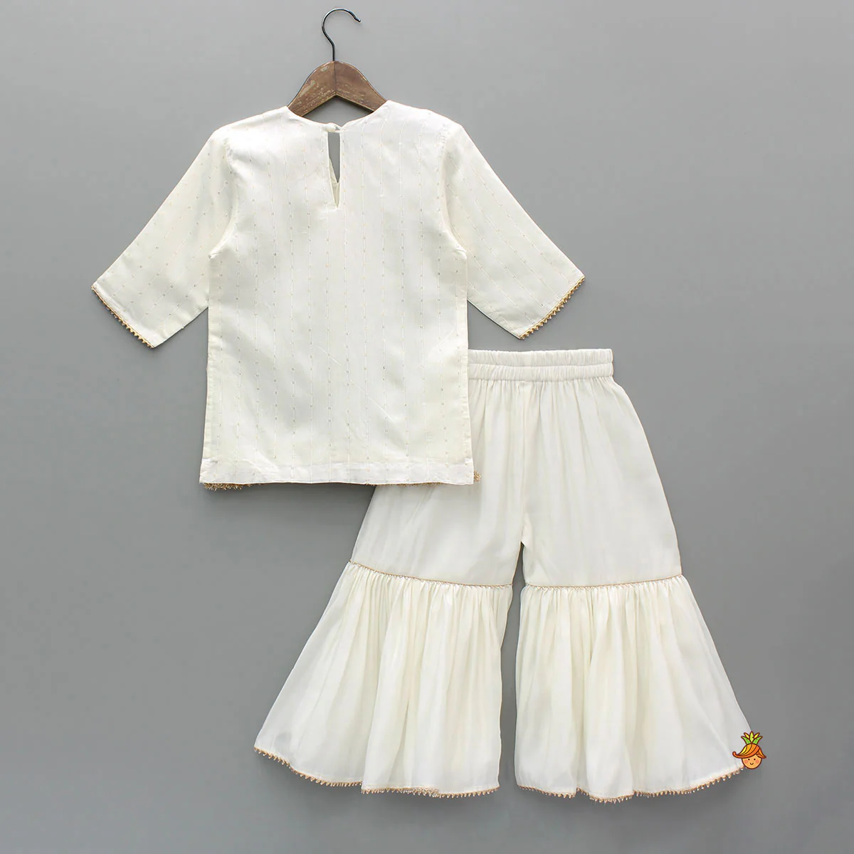 Elegant Faux Mirror Embroidered Chanderi Kurti With Sharara And Dupatta - Image 2