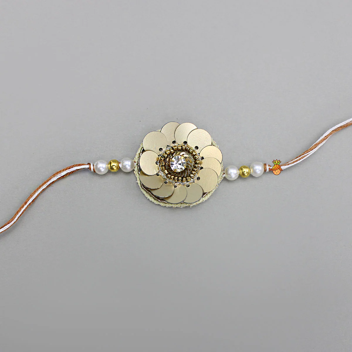 Elegant Floral Sequin Embellished Rakhi - Image 3