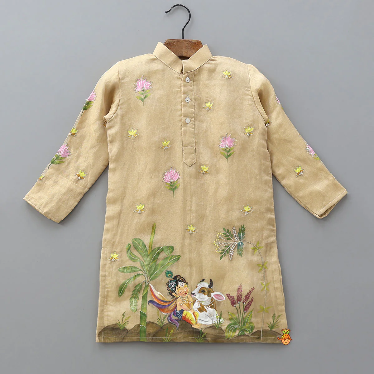 Elegant Hand-Painted Ethnic Kurta And Pyjama - Image 3