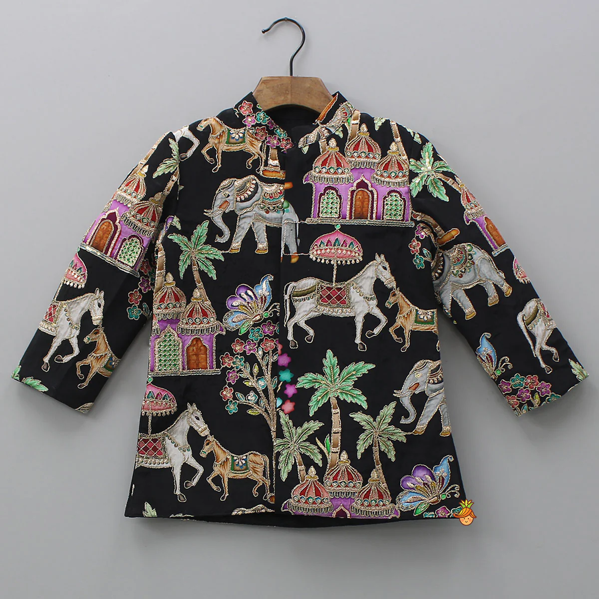 Elegant Kurta And Ethnic Printed Jacket With Pyjama - Image 6