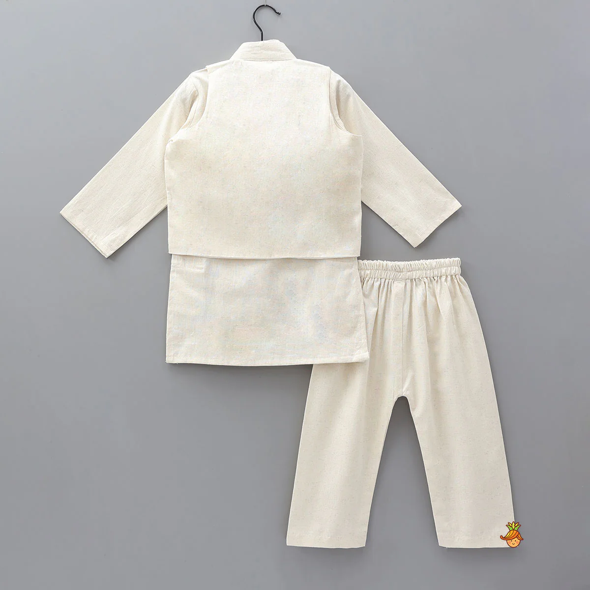 Elegant Kurta With Floral Applique Jacket And Pyjama - Image 2