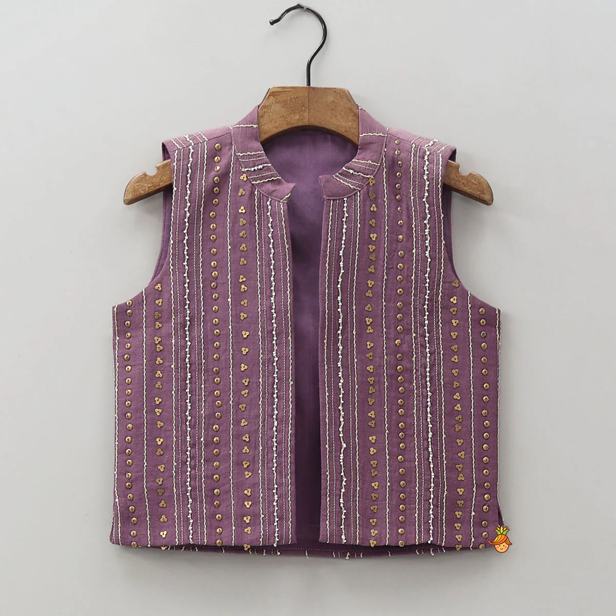 Elegant Kurta With Hand-Sequins Embroidered Jacket And Pyjama - Image 6