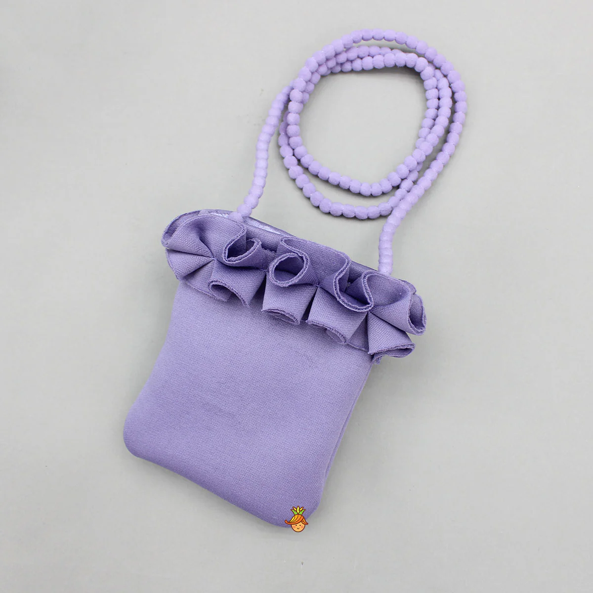 Elegant Lavender Ruffle Dress With Matching Sling Bag - Image 6