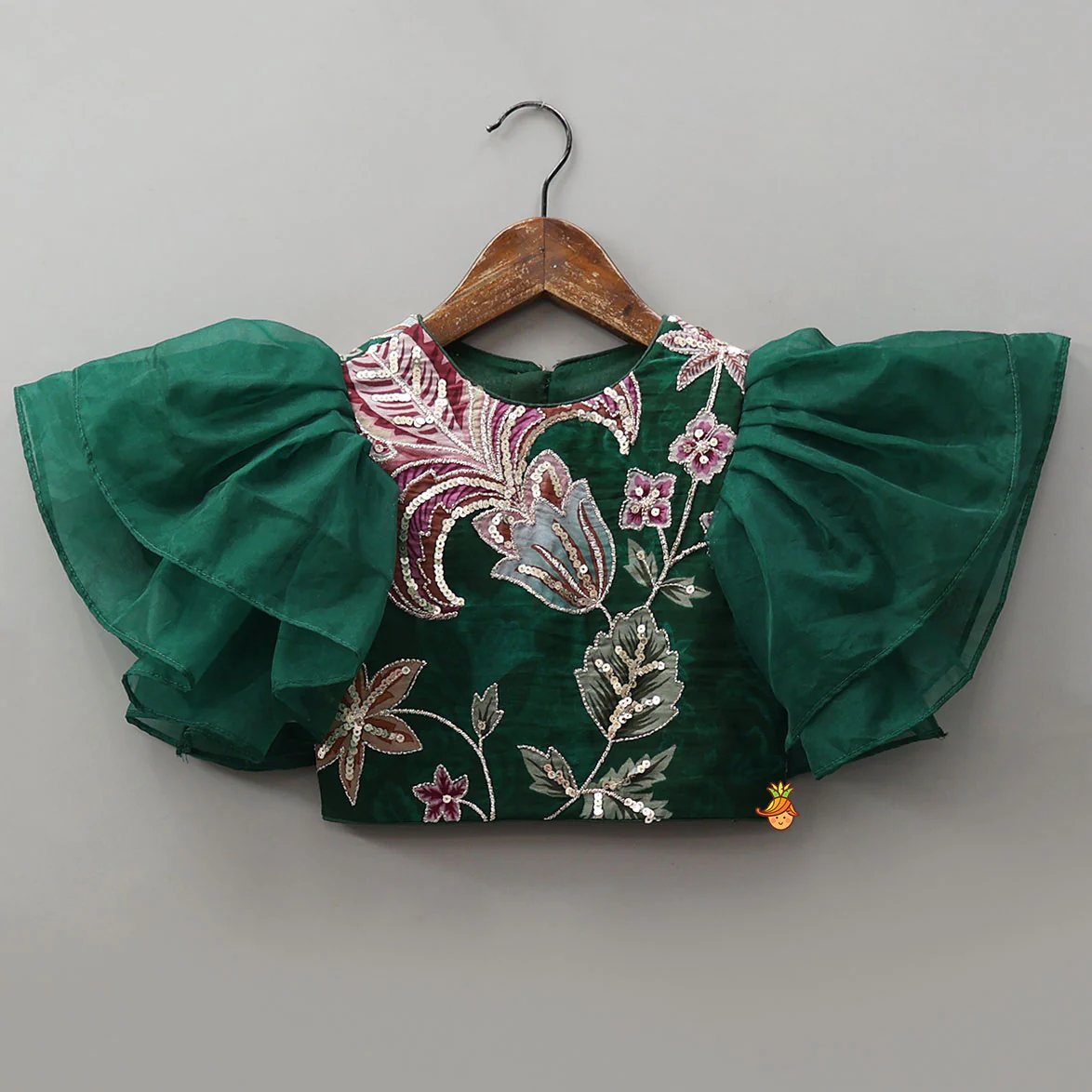 Elegant Layered-Sleeve Top And Lehenga With Stylish Dupatta - Image 4