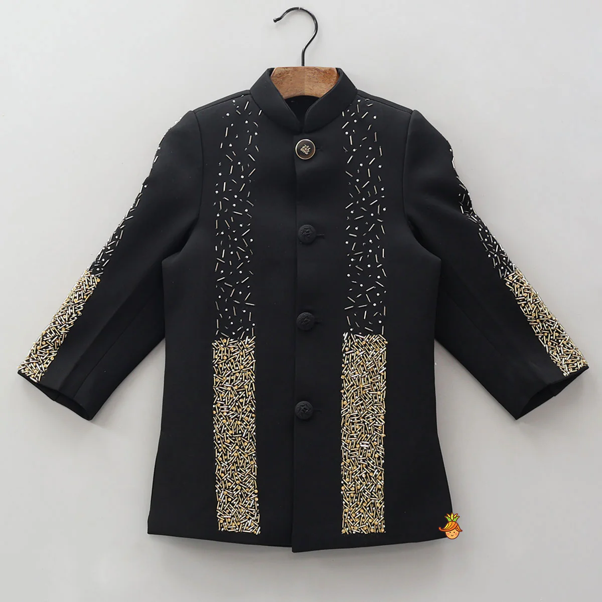 Elegant Long Beads Detailed Sherwani And Pyjama - Image 3