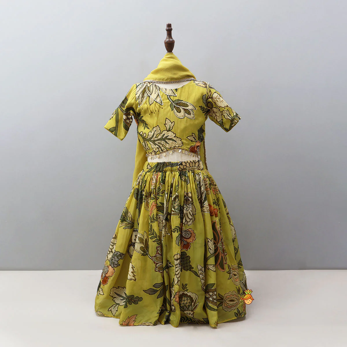 Elegant Open-Back Top And Matching Lehenga With Dupatta