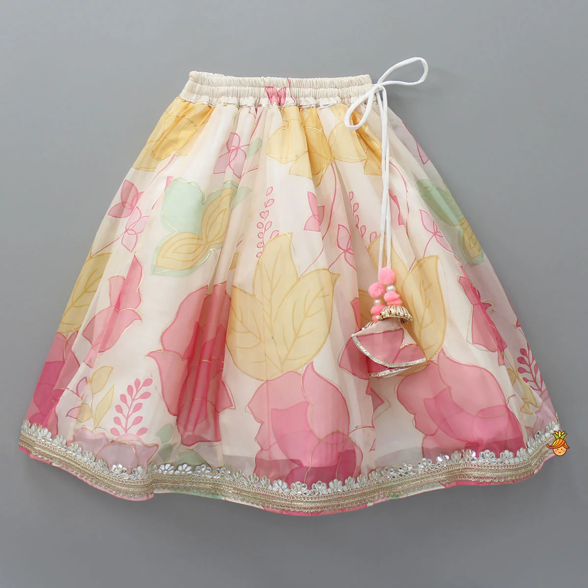 Elegant Organza Floral Printed Stylish Top With Lehenga - Image 4