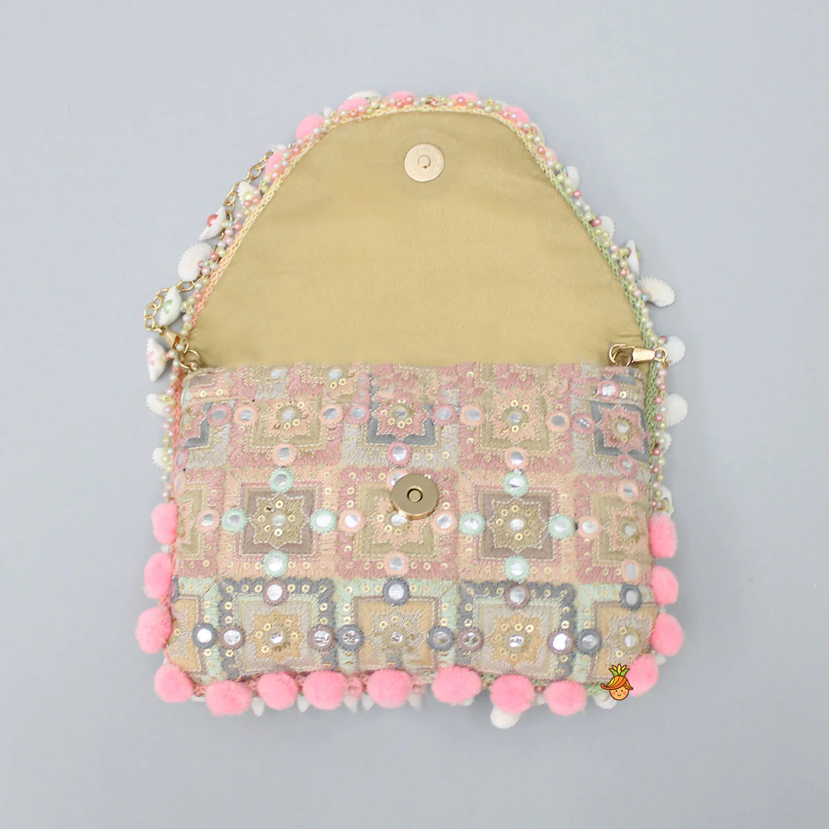Pom Pom Detailed Multicolour Sling Bag - Image 4