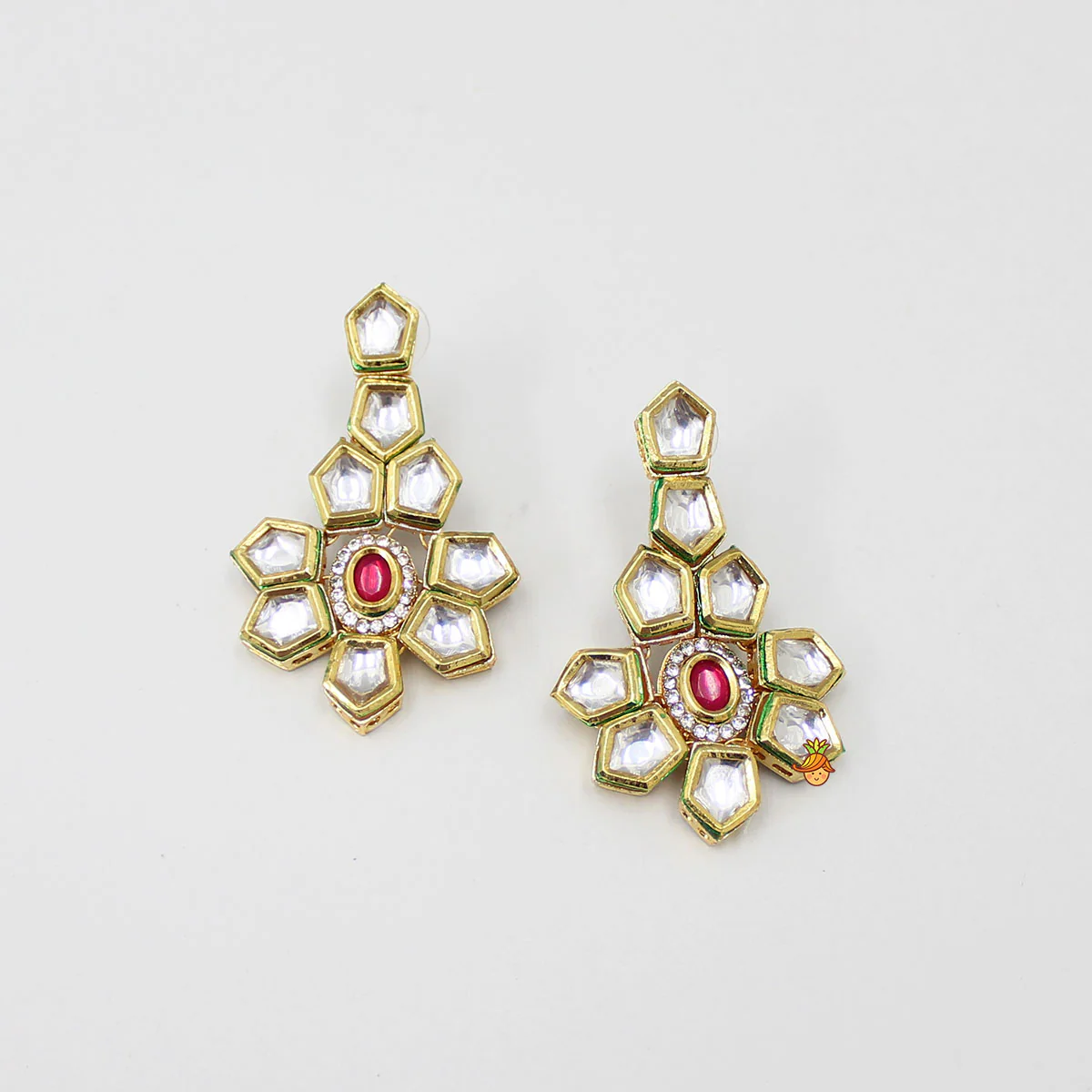 Elegant Pink And White Stone Studded Necklace With Earrings And Maang Tikka - Image 5