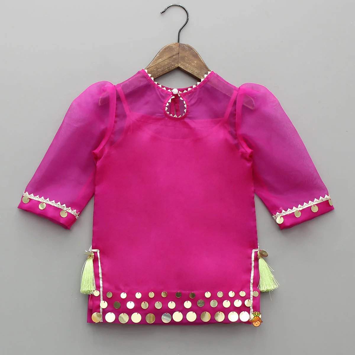 Elegant Strappy Top With Kurti And Ruffled Sharara With Dupatta - Image 5