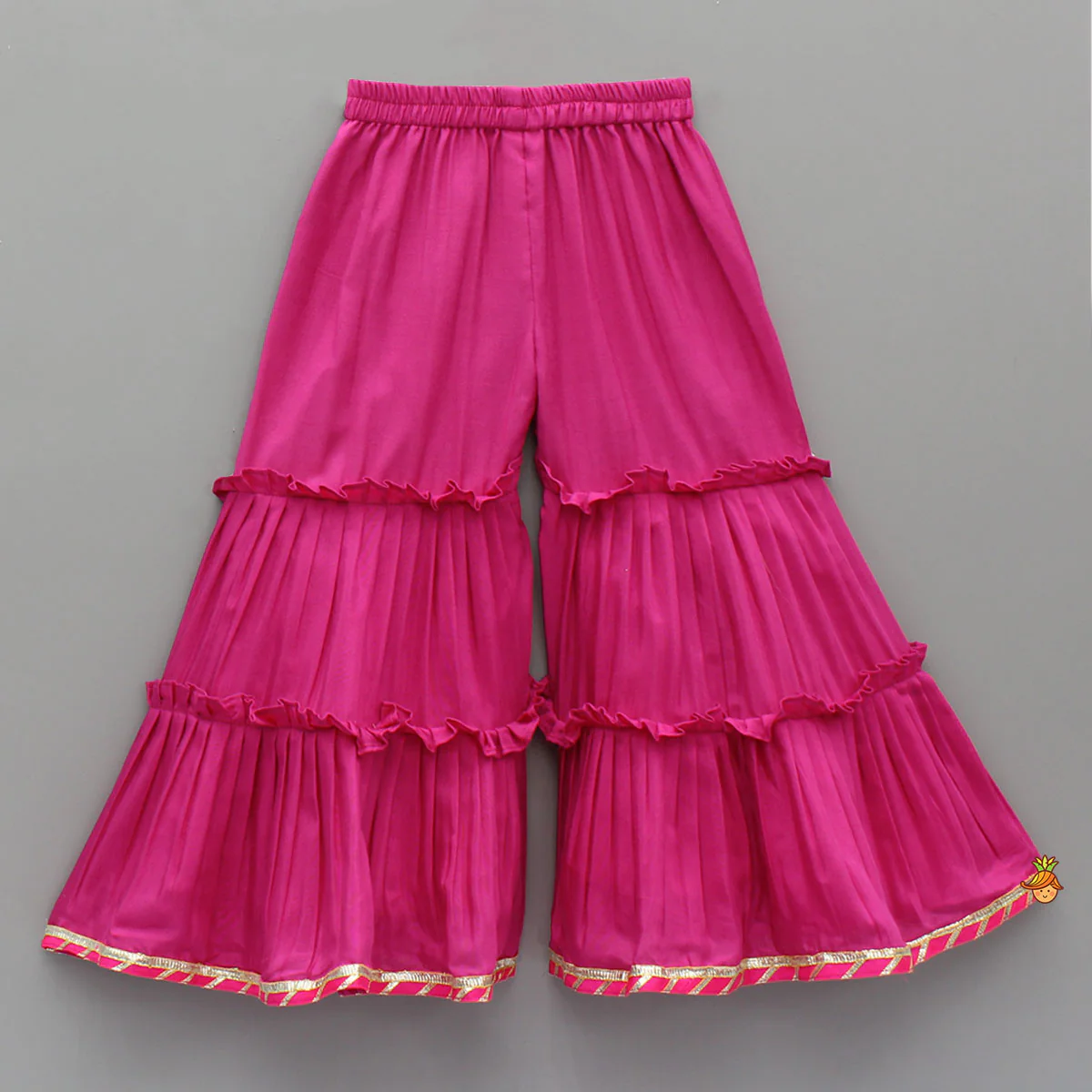 Elegant Strappy Top With Kurti And Ruffled Sharara With Dupatta - Image 6
