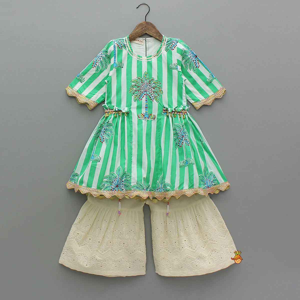 Elegant Striped Kurti With Sharara
