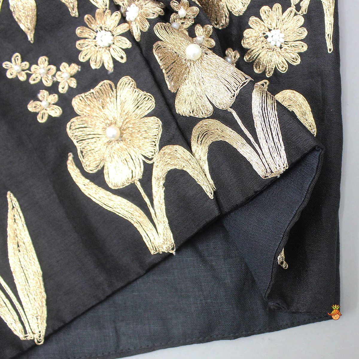 Elegant Zari Floral Embroidered Jacket-Style Top And Lehenga - Image 5