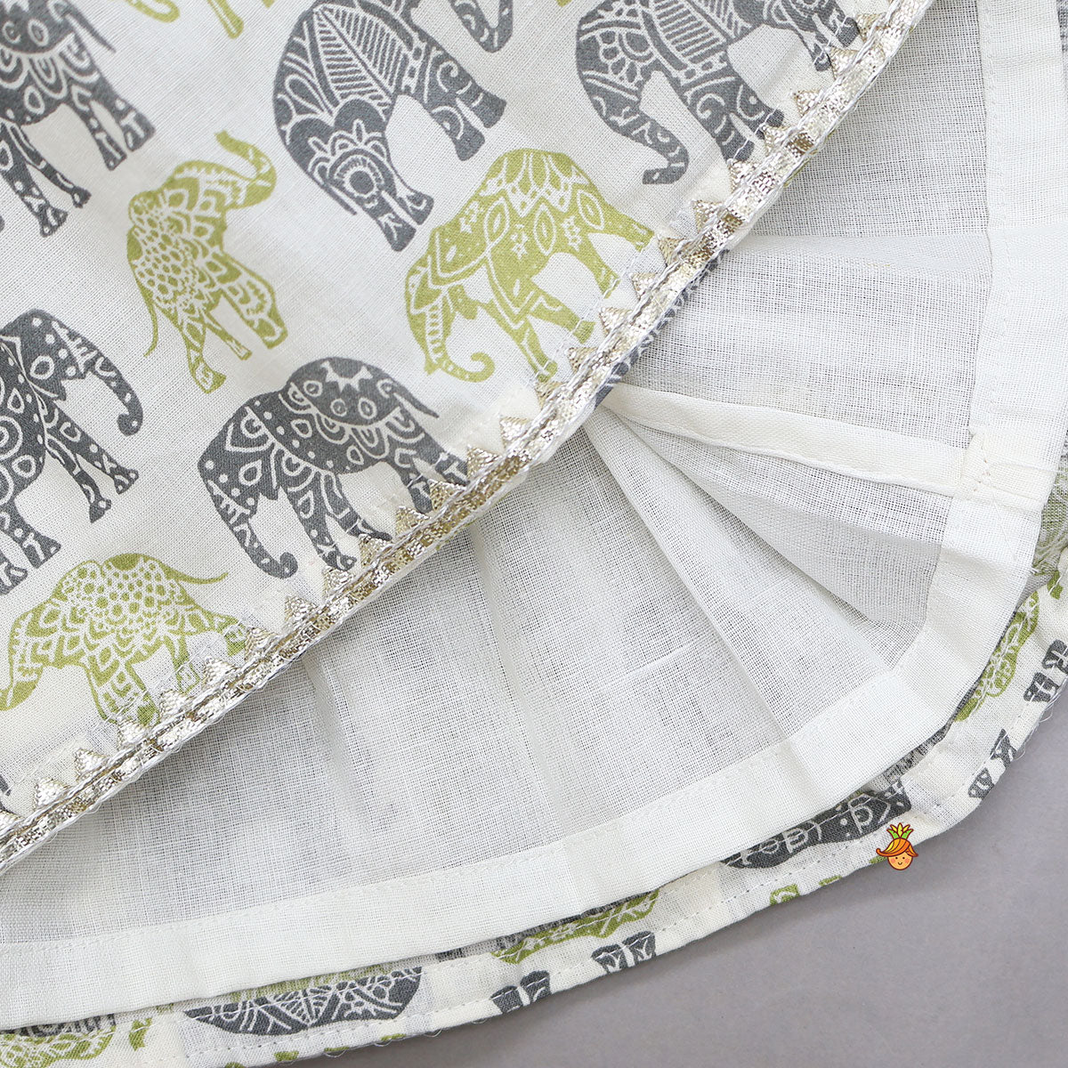 Elephant Hand Block Printed Kurti And Scalloped Lace Work Sharara - Image 5