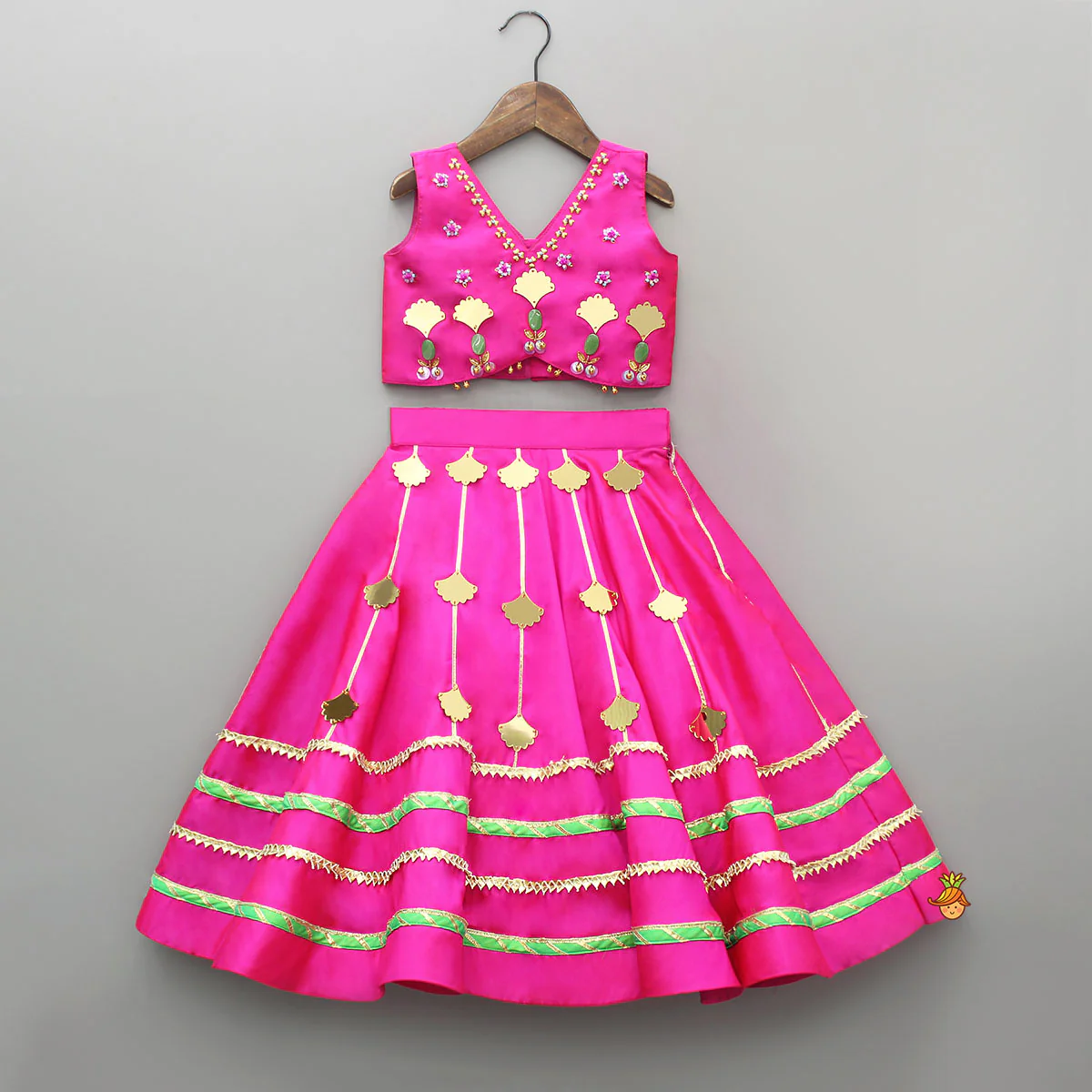 Embellised Pink Top And Lehenga With Dupatta - Image 3