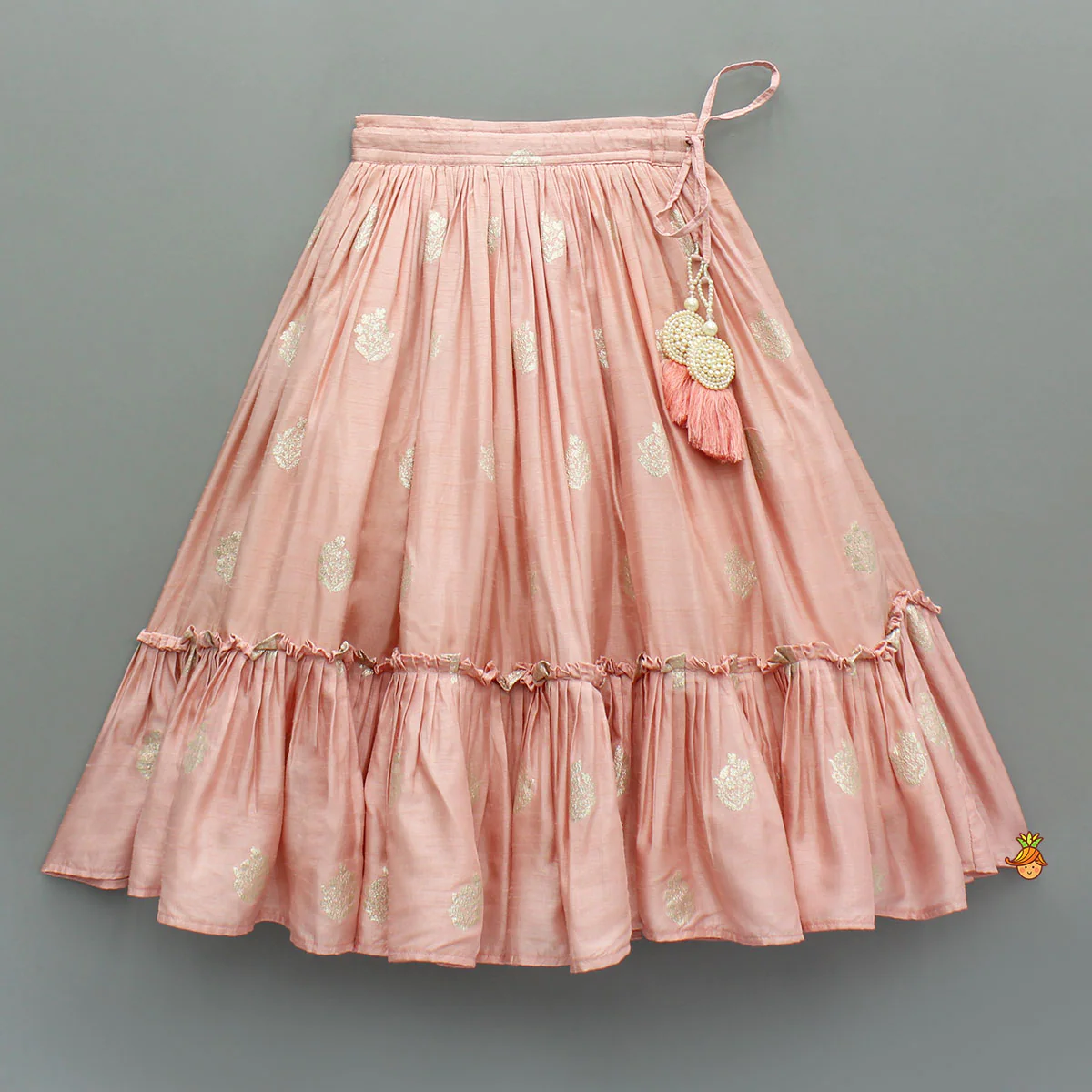 Embellished Peach Top And Brocade Lehenga - Image 4