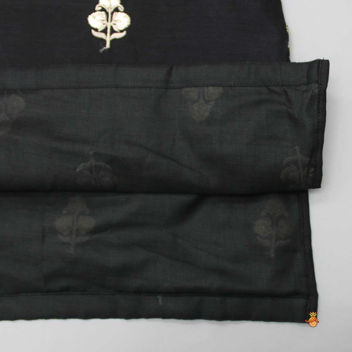 Embroidered Black Kurta And Beige Dhoti - Image 5