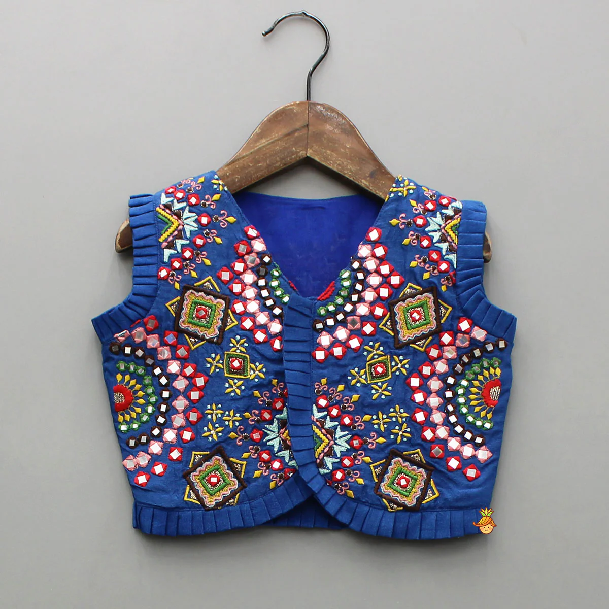 Embroidered Blue Top And Flared Lehenga - Image 3