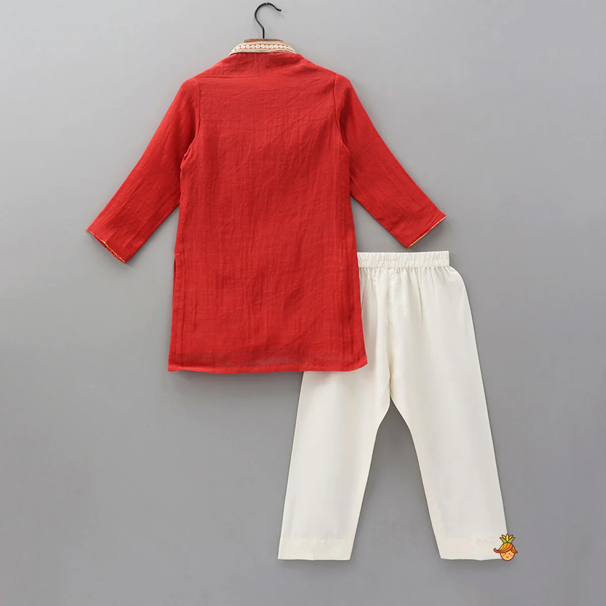 Embroidered Collar And Front Placket Kurta With Pyjama - Image 2