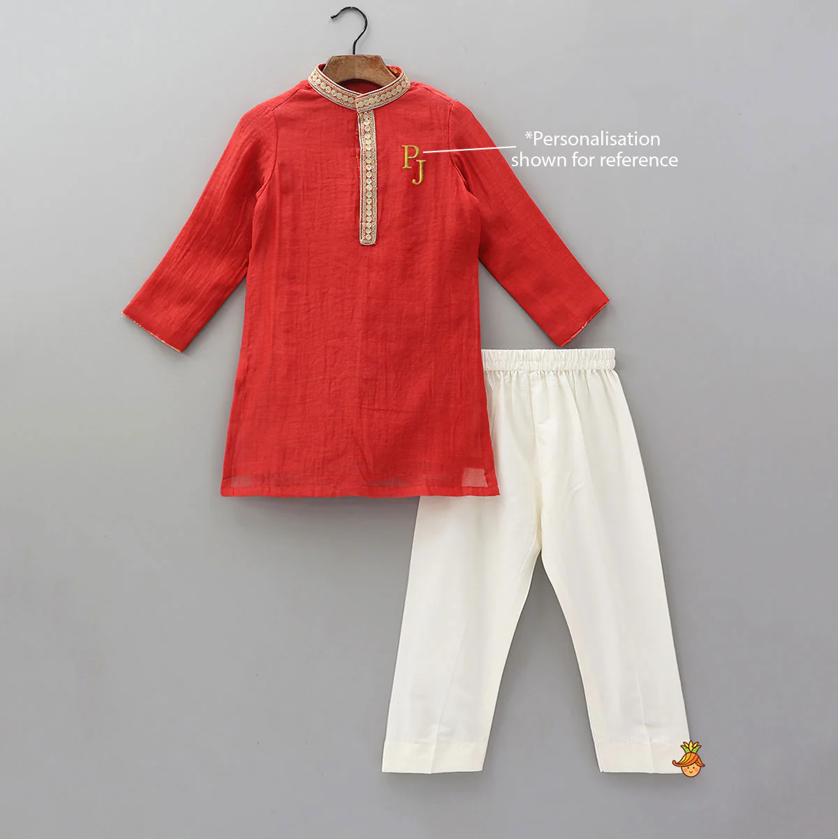 Embroidered Collar And Front Placket Kurta With Pyjama - Image 6