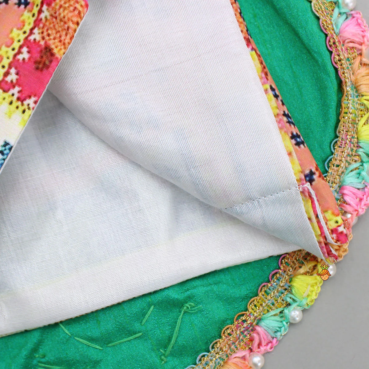 Embroidered Heart Shaped Top And Multicolour Lehenga With Dupatta - Image 6