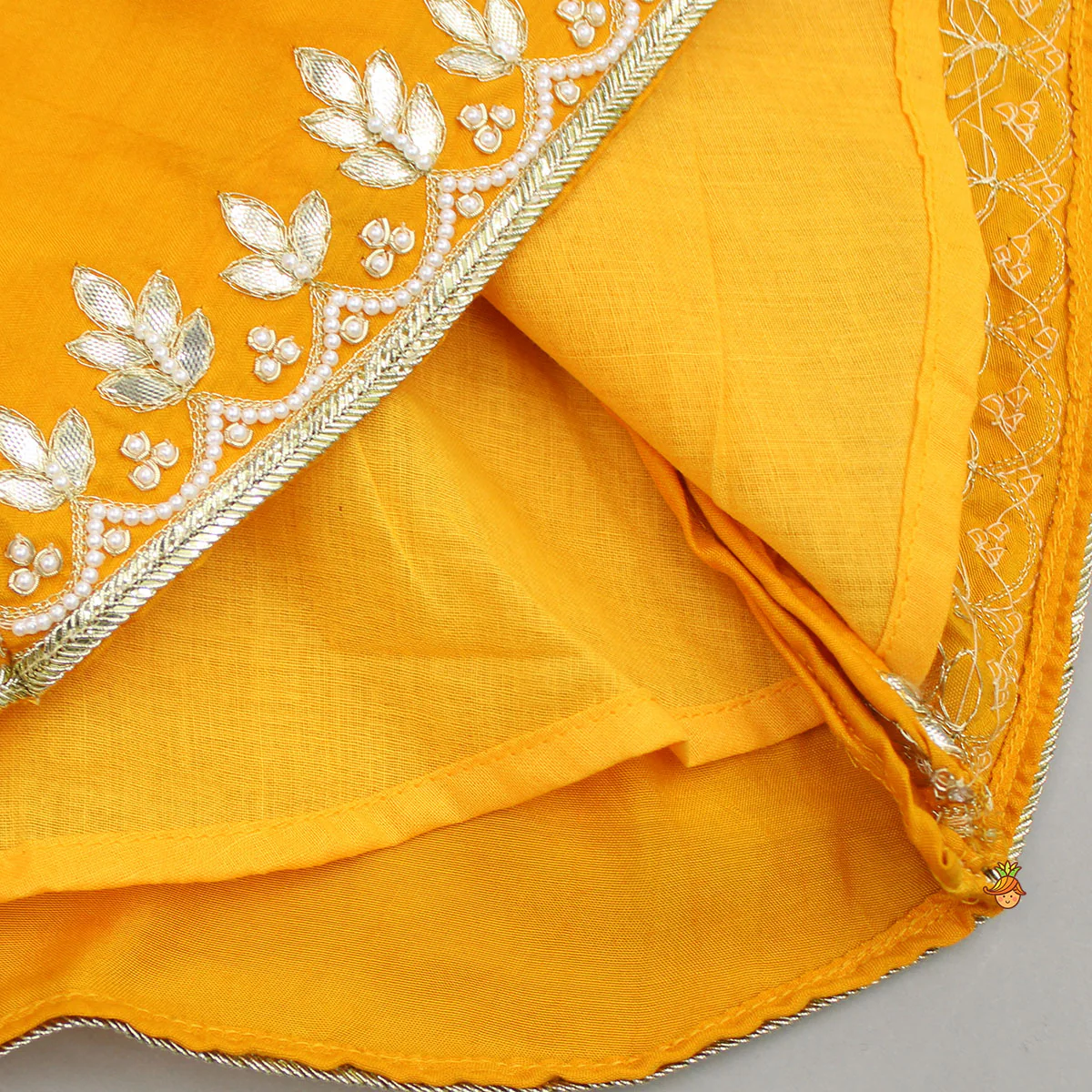 Embroidered Mustard Kurti And Sharara - Image 10
