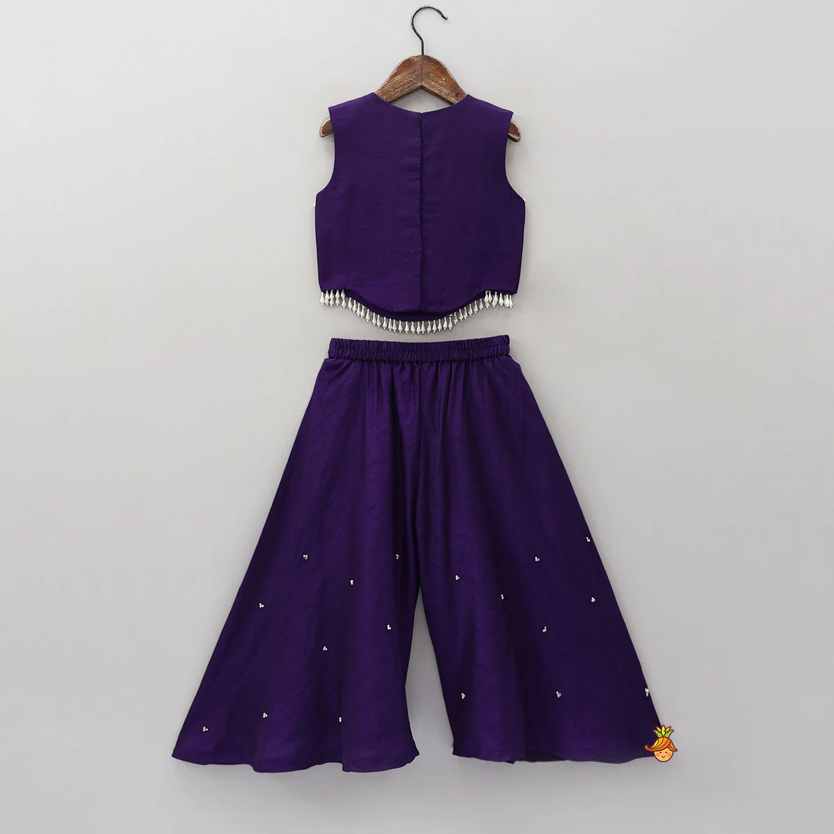 Embroidered Neckline Top And Palazzo With Organza Dupatta - Image 4