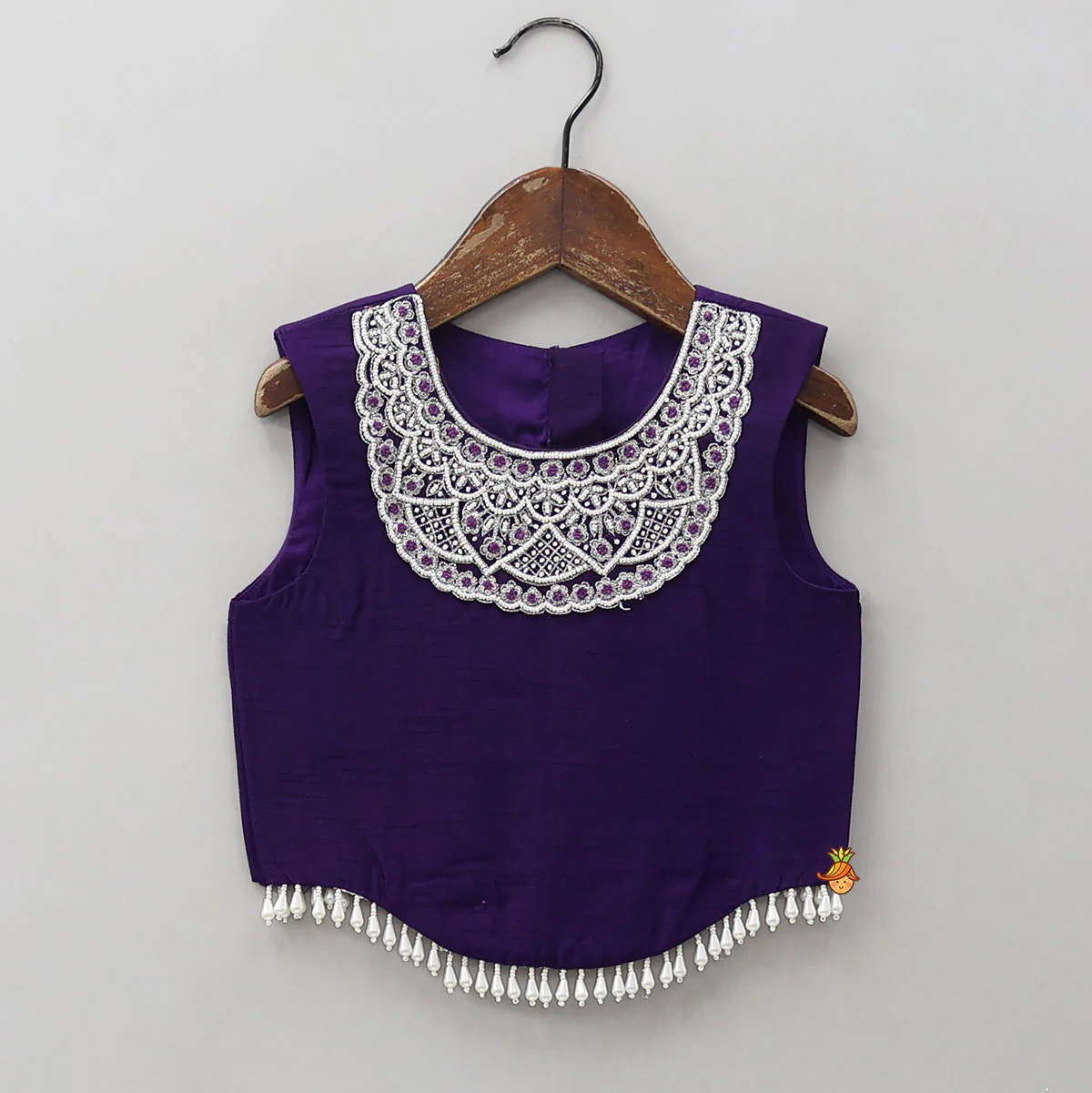 Embroidered Neckline Top And Palazzo With Organza Dupatta - Image 5