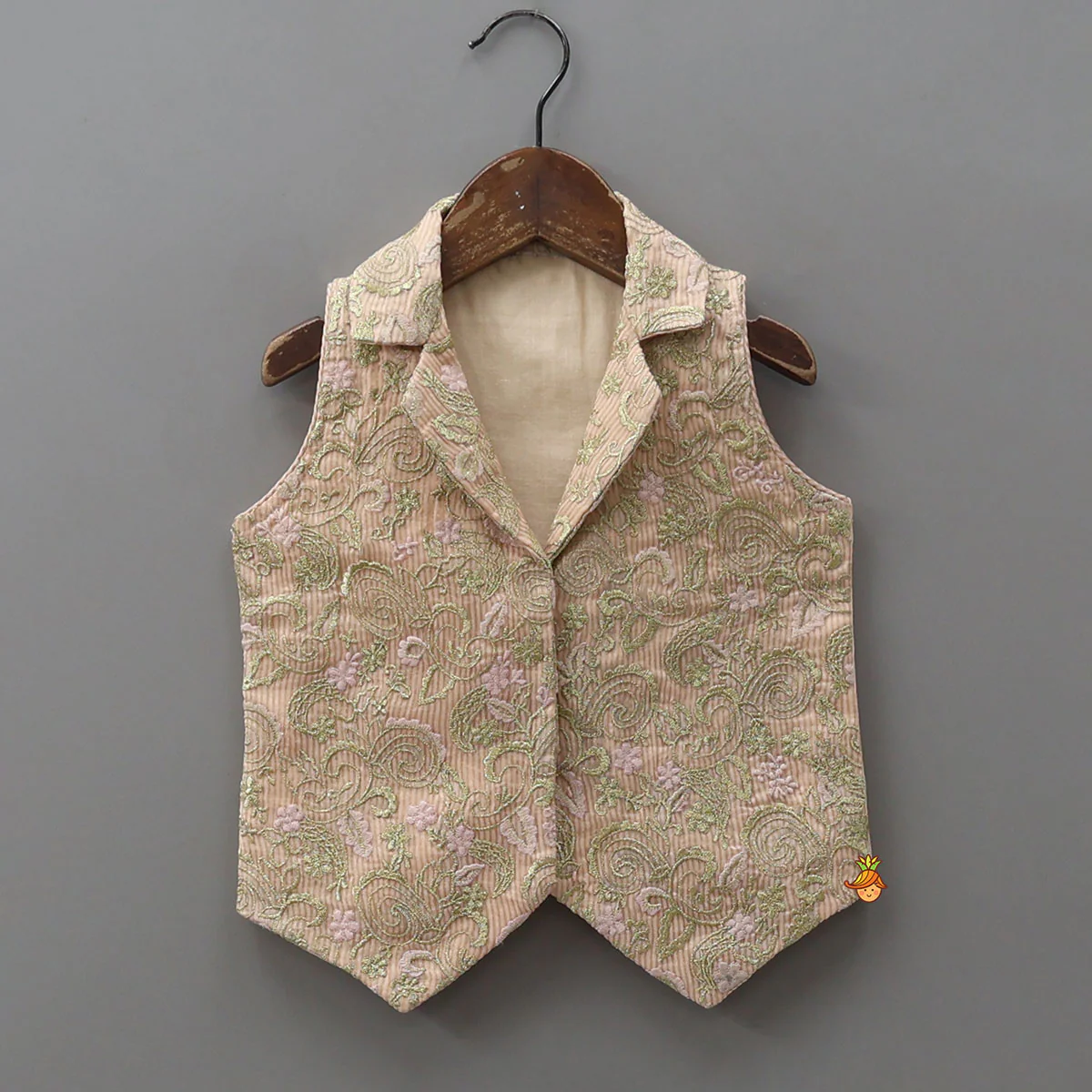 Embroidered Notch Collar Top And Flared Palazzo - Image 3