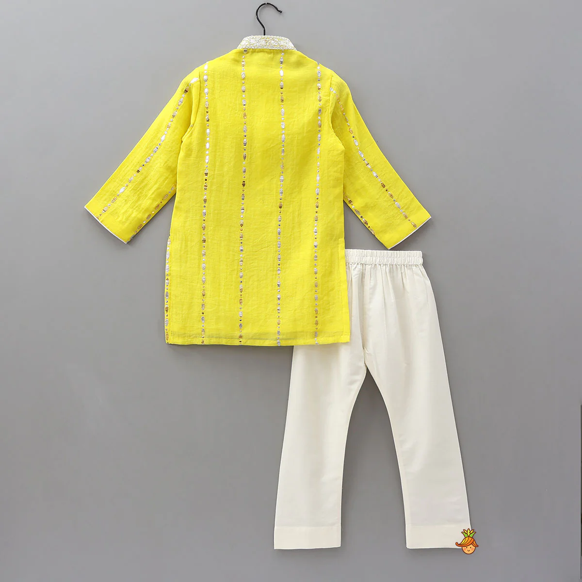 Embroidered Placket Kurta With Pyjama - Image 2