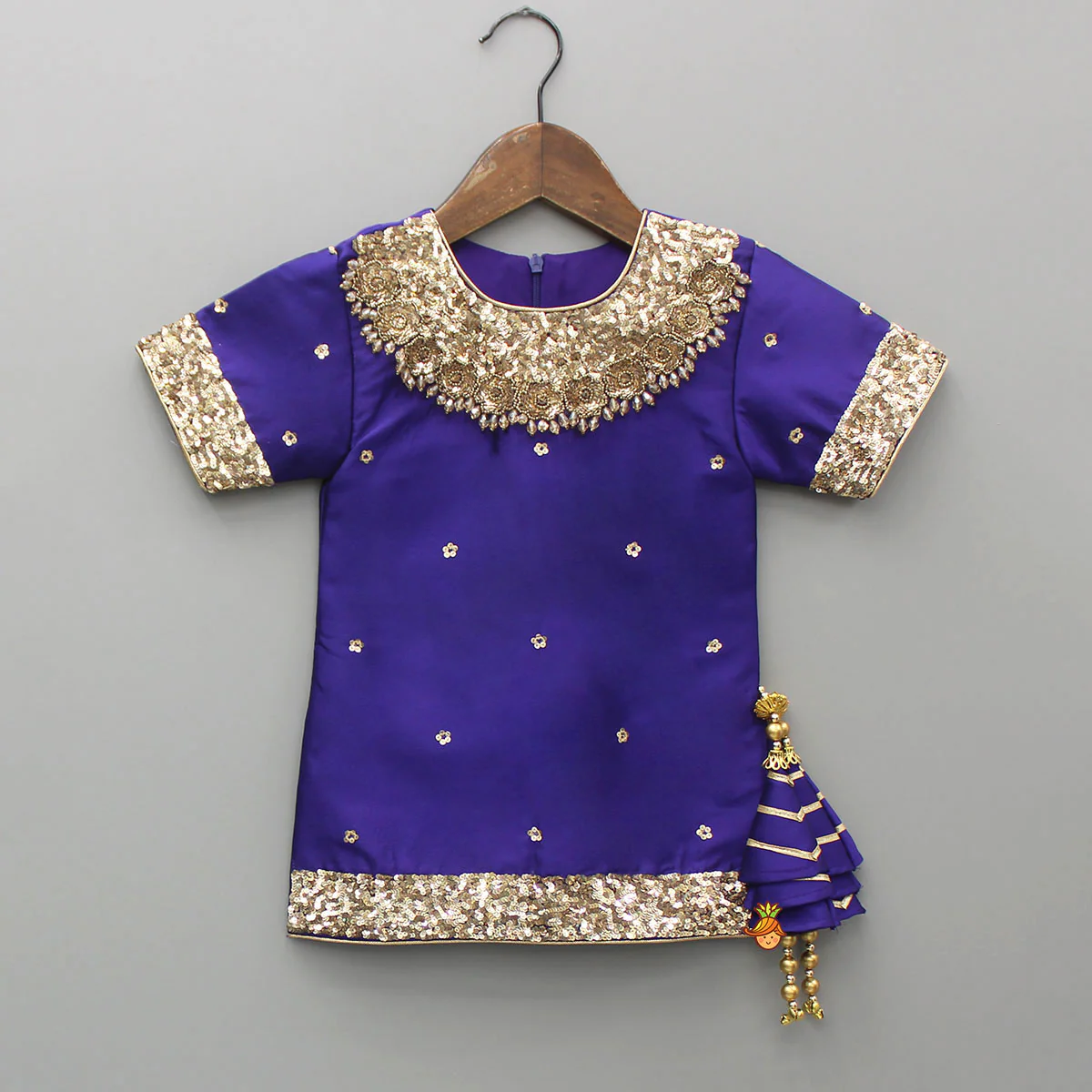 Embroidered Purple Kurti And Sharara With Net Dupatta - Image 4
