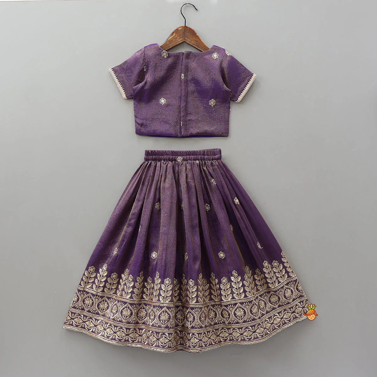 Embroidered Purple Top And Pleated Lehenga With Net Dupatta - Image 2