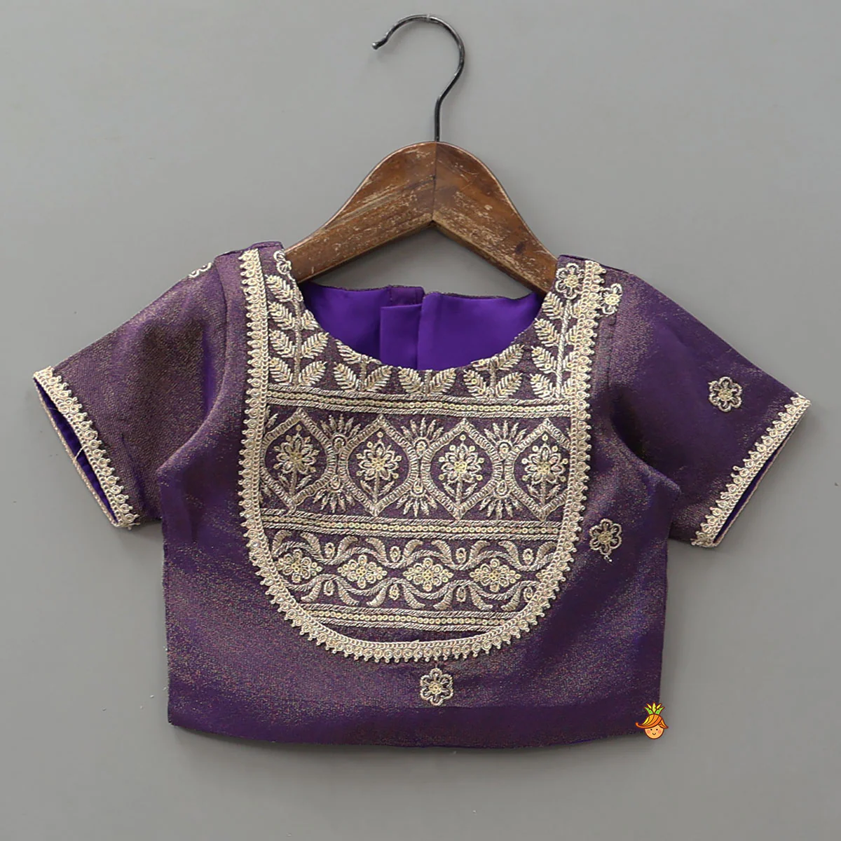 Embroidered Purple Top And Pleated Lehenga With Net Dupatta - Image 4