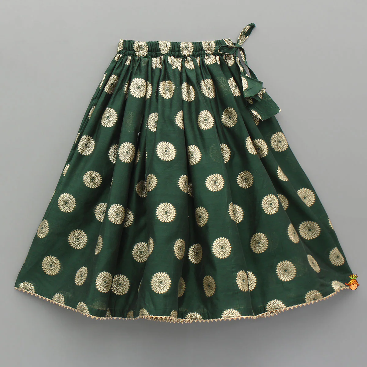 Embroidered Sleeveless Green Peplum Top And Lehenga - Image 4