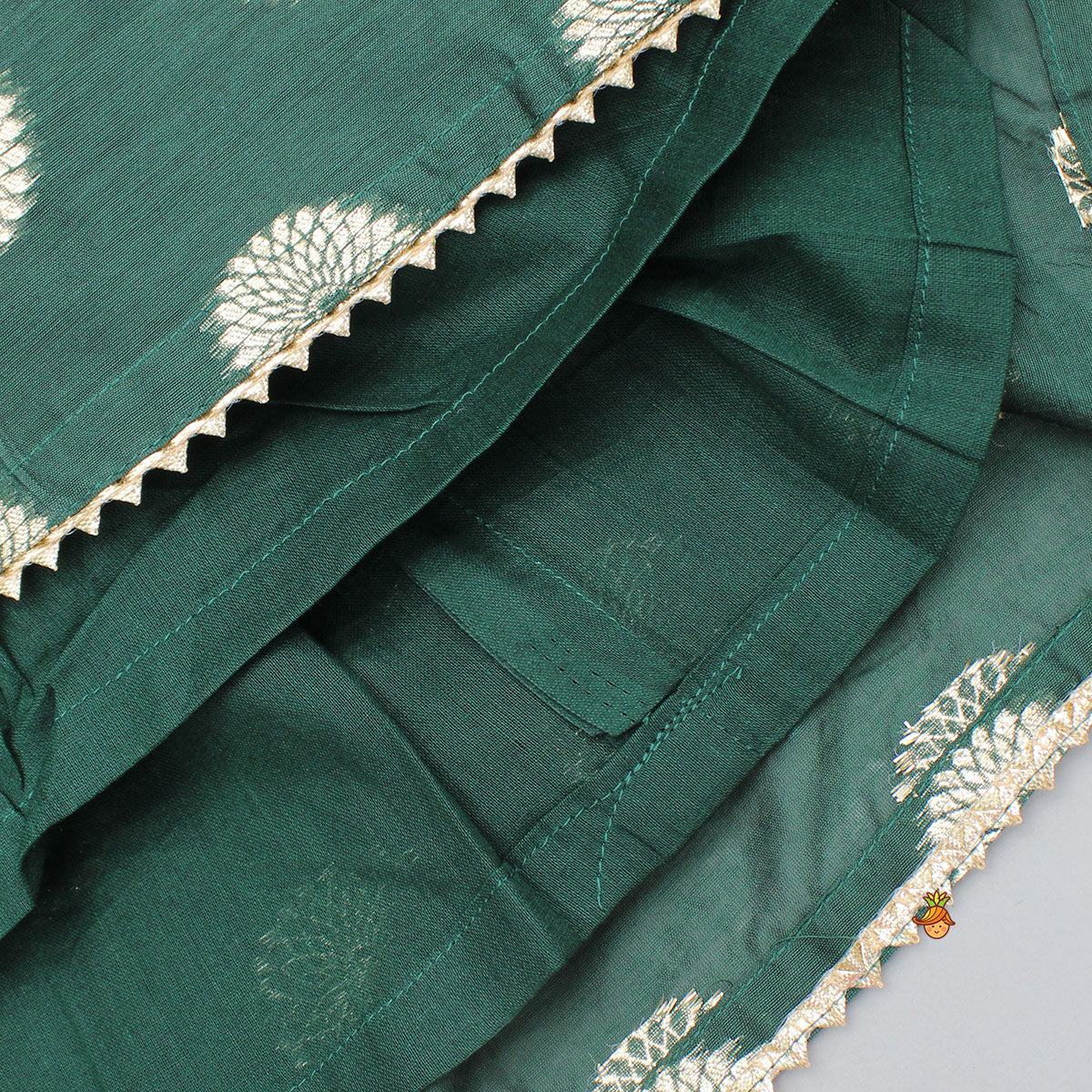 Embroidered Sleeveless Green Peplum Top And Lehenga - Image 6
