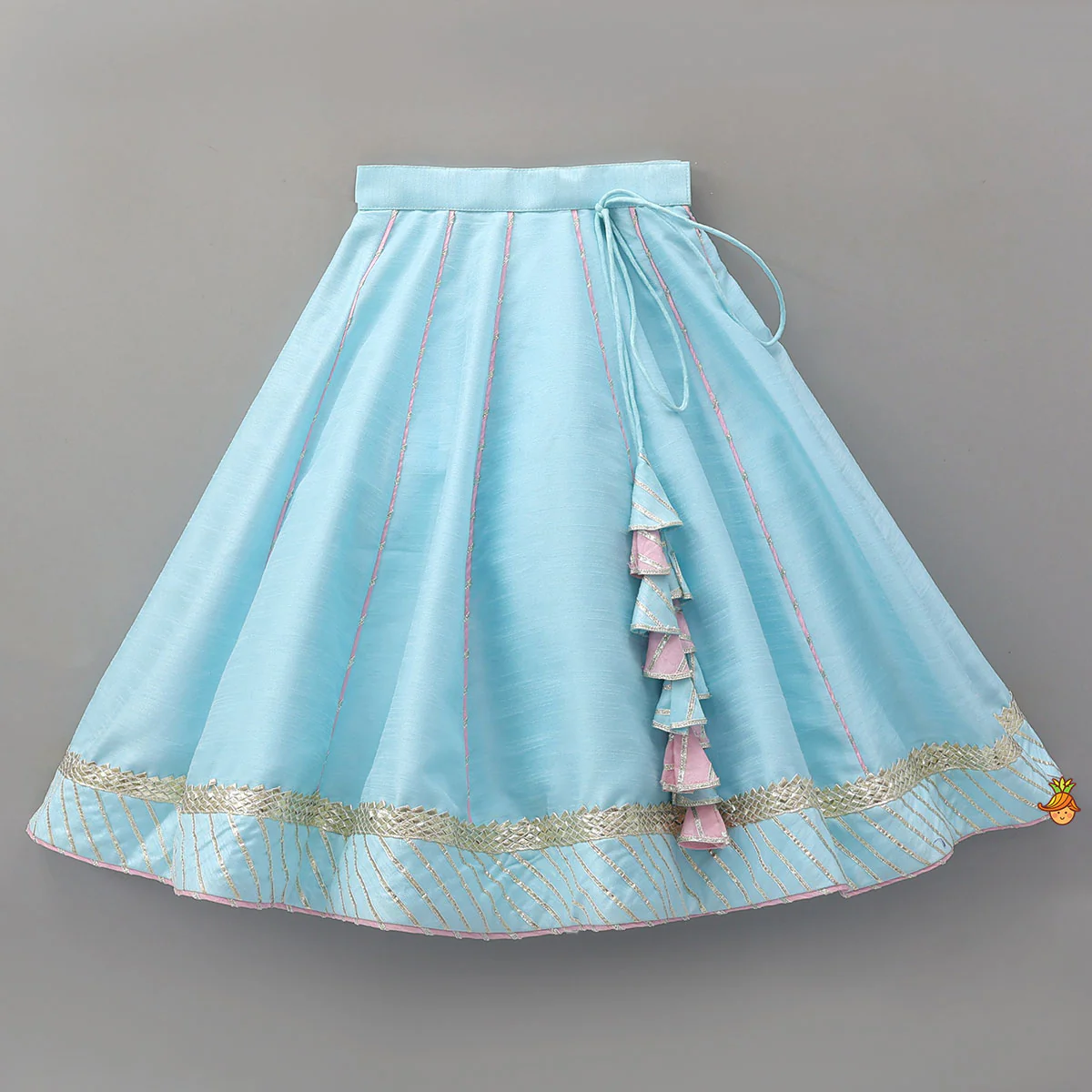 Embroidered Strappy Crop Top And Lehenga With Net Dupatta - Image 5