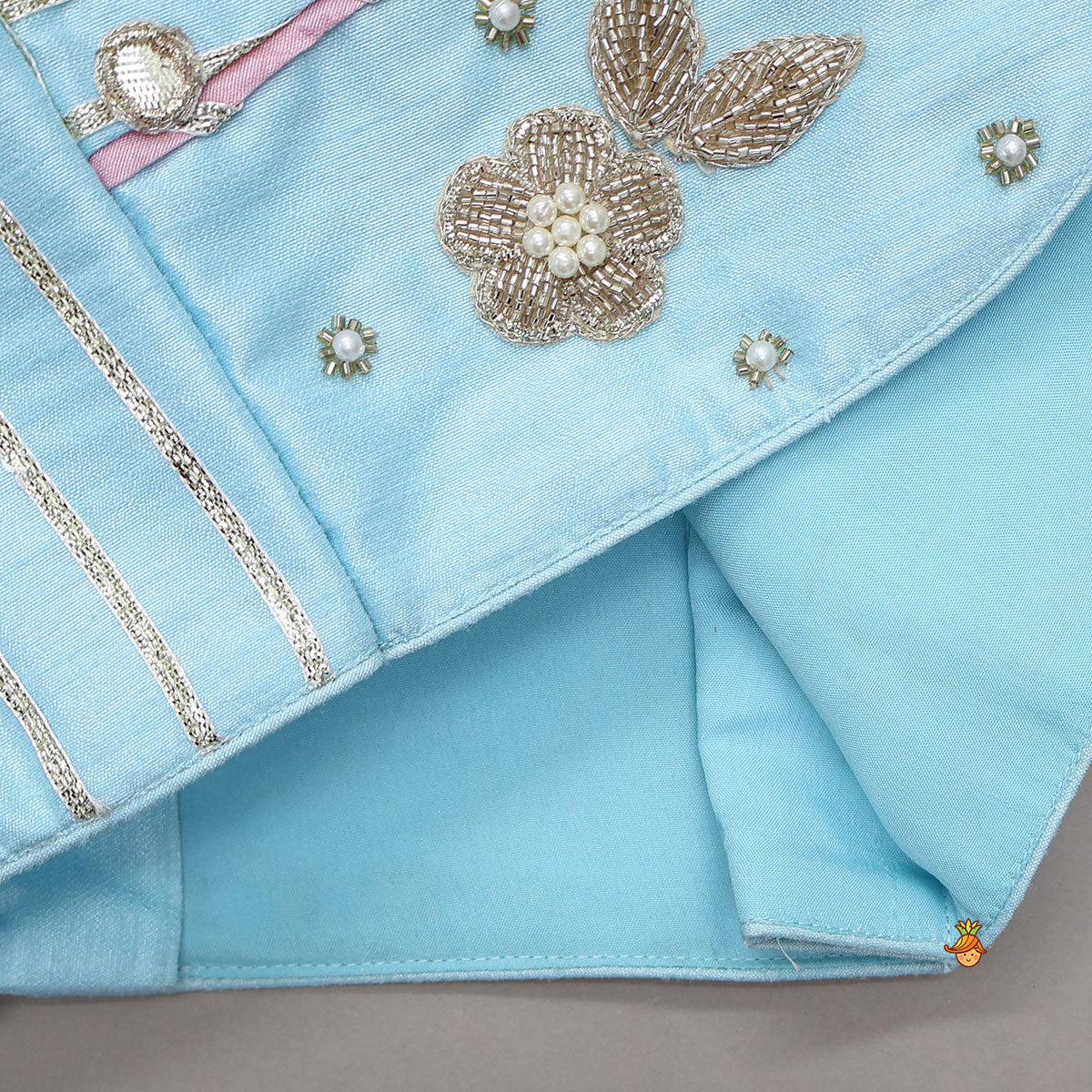 Embroidered Strappy Crop Top And Lehenga With Net Dupatta - Image 6