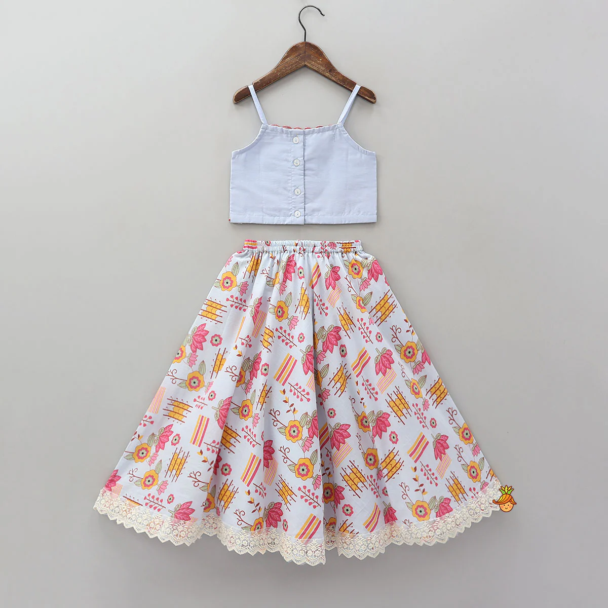 Embroidered Strappy Crop Top And Matching Lehenga - Image 2