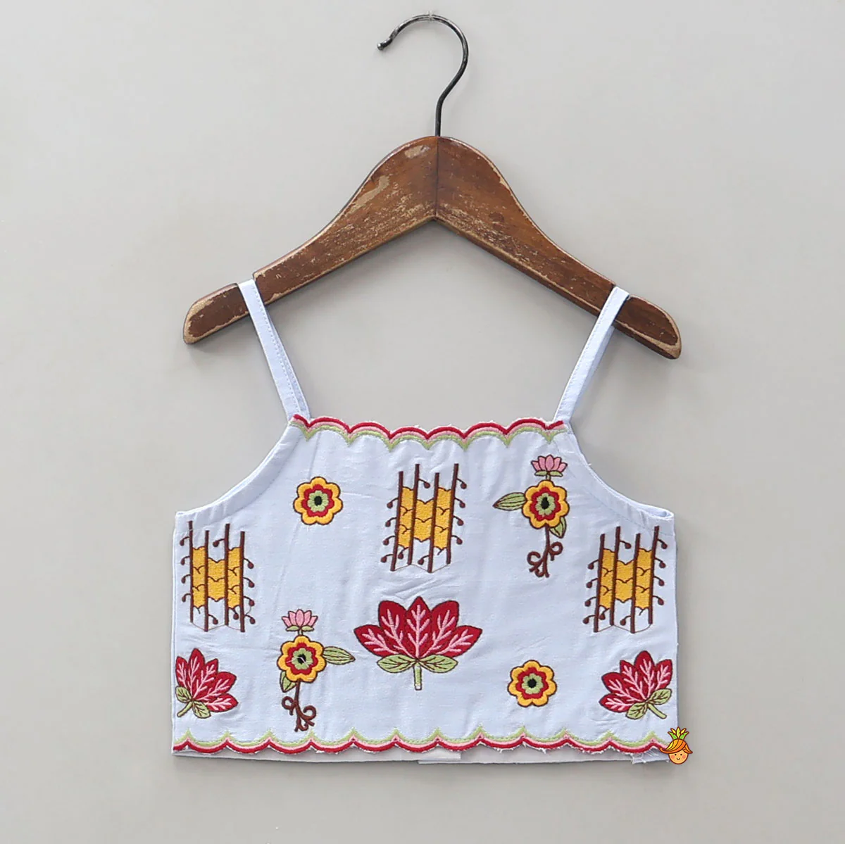 Embroidered Strappy Crop Top And Matching Lehenga - Image 3