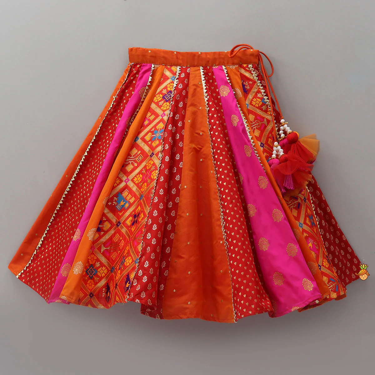 Embroidered Elegant Top And Brocade Lehenga With Matching Net Dupatta And Brocade Potli Bag - Image 5