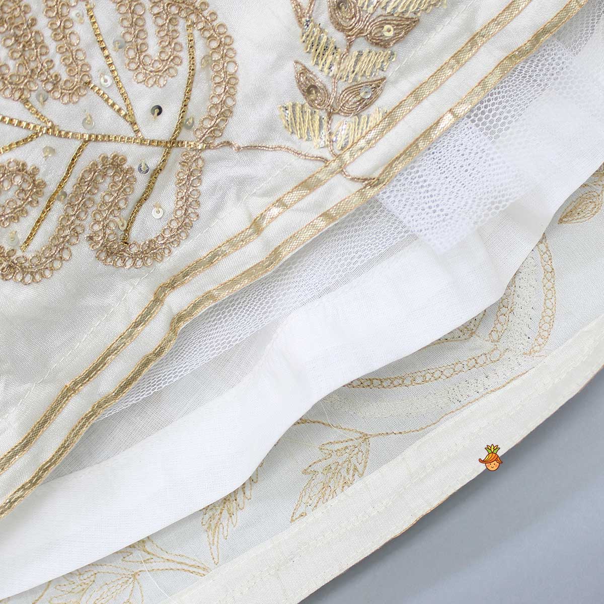 Embroidered Top With Gota Work Lehenga And Net Dupatta - Image 10