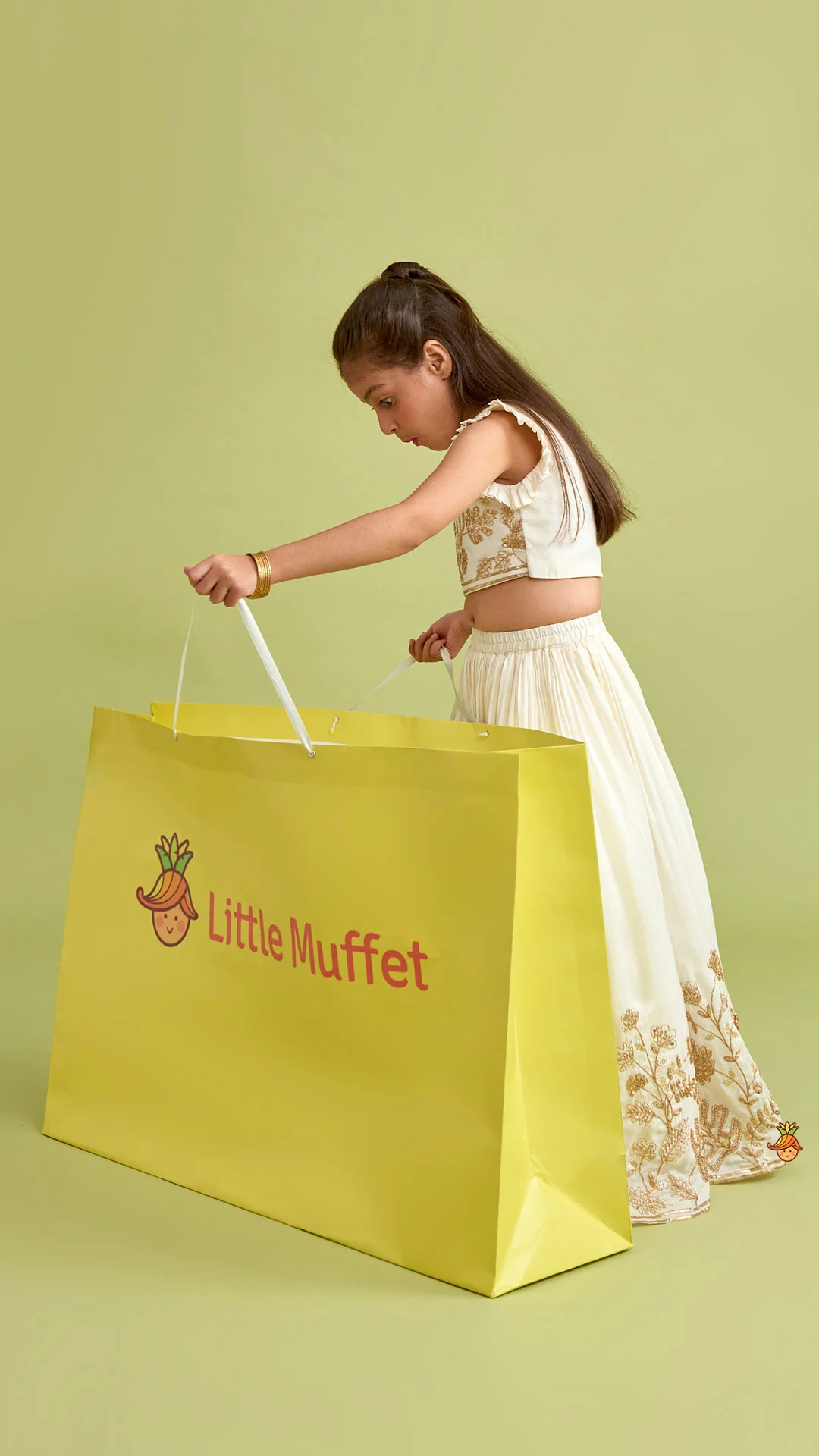 Embroidered Top With Gota Work Lehenga And Net Dupatta - Image 4