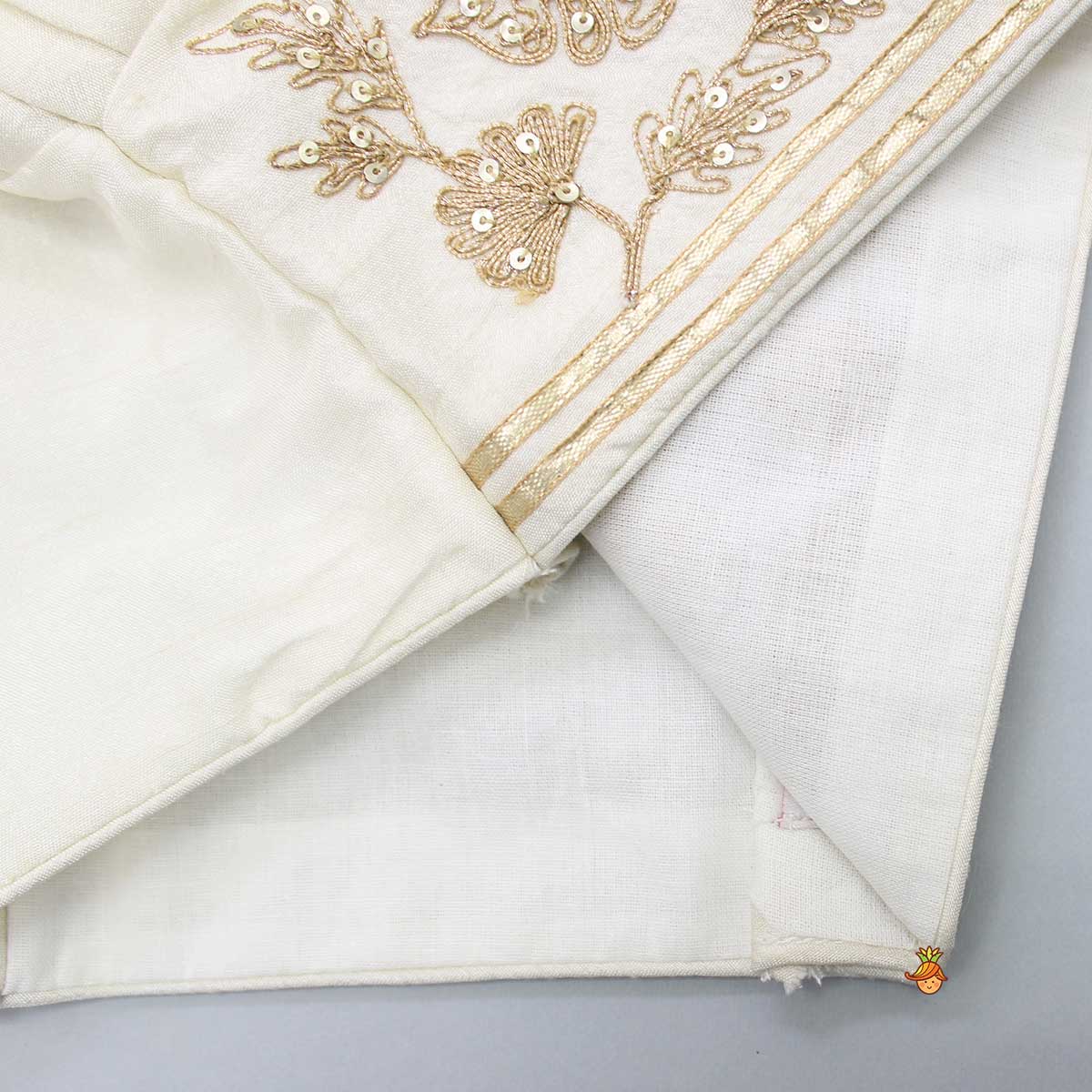 Embroidered Top With Gota Work Lehenga And Net Dupatta - Image 9