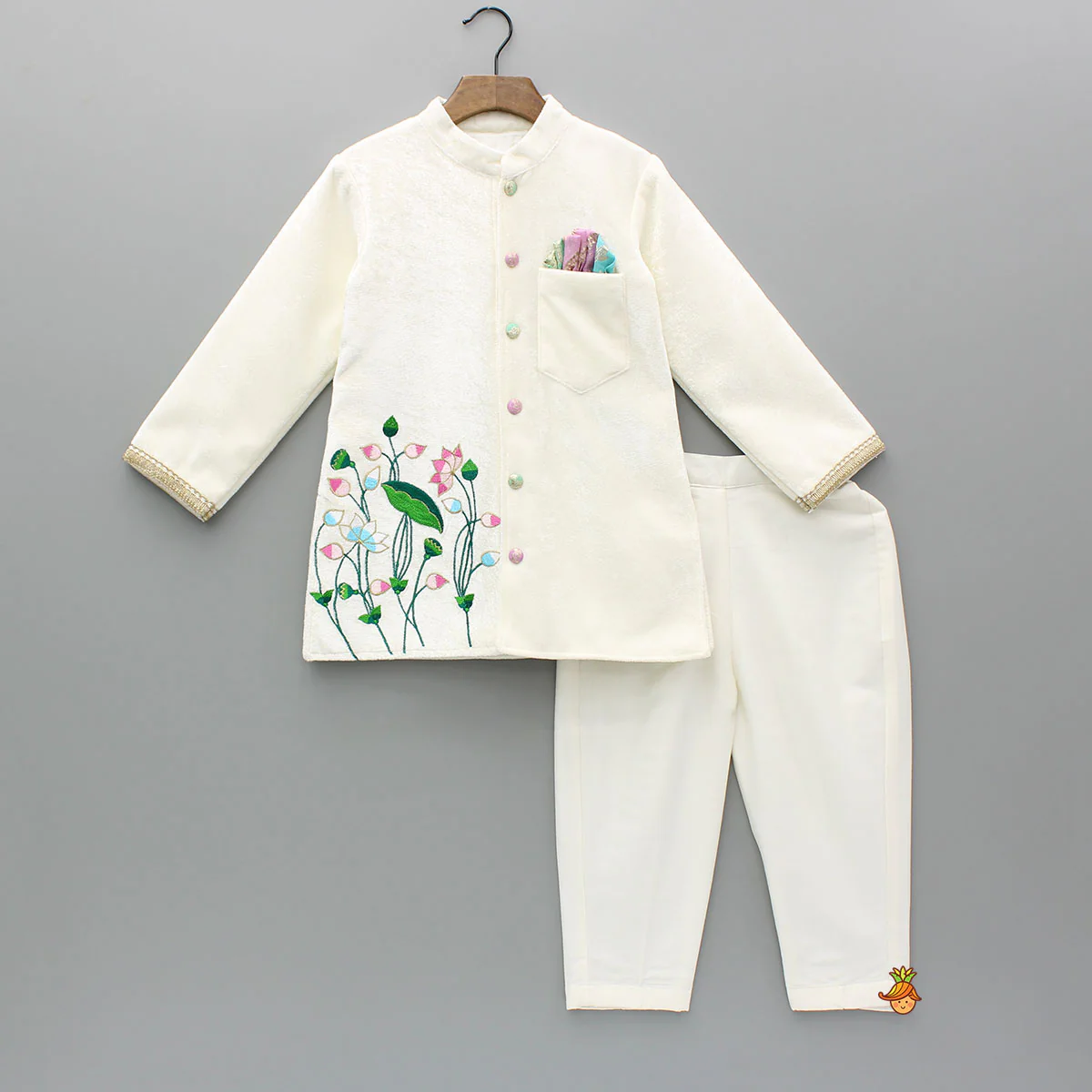 Embroidered Velvet Sherwani And Pant