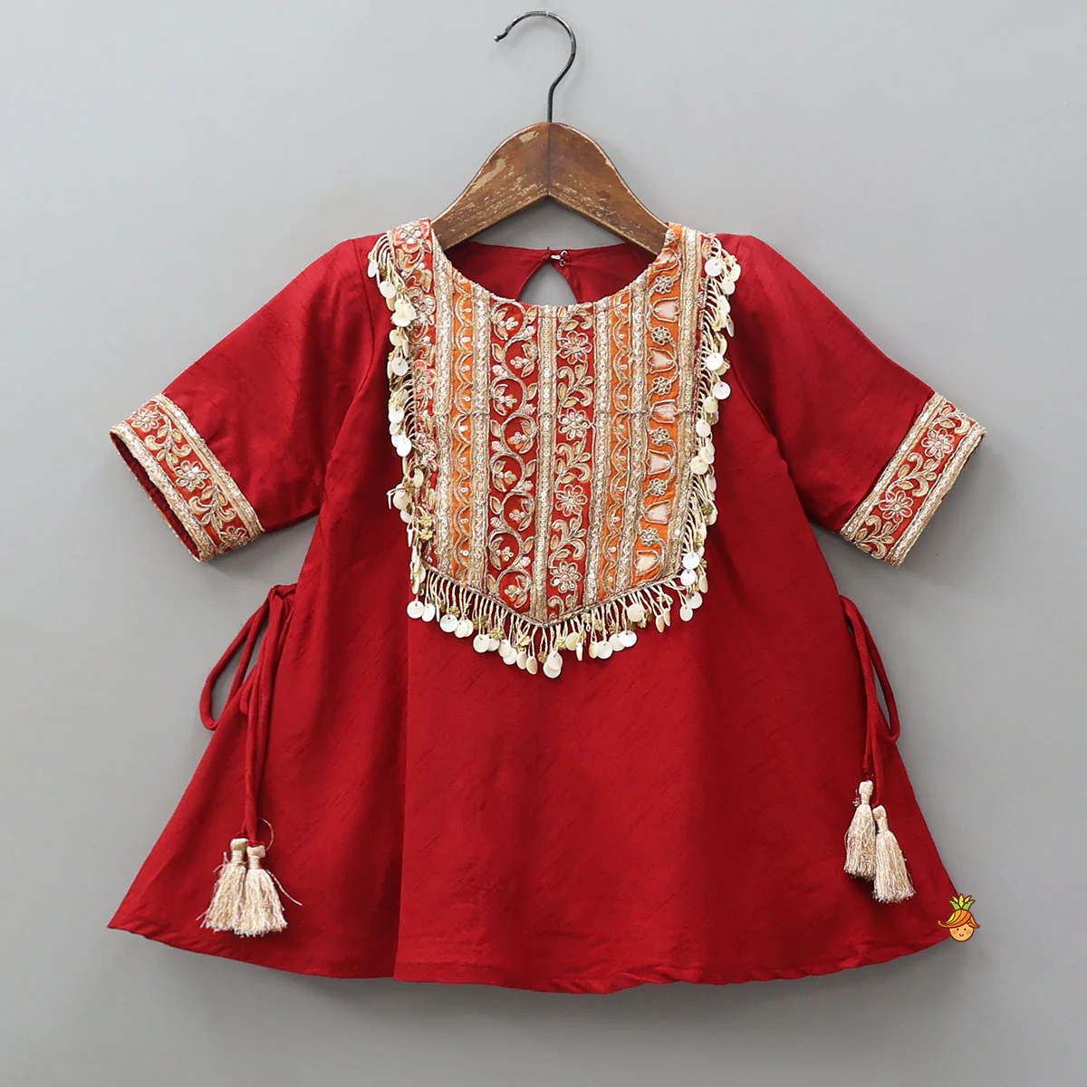 Embroidered Yoke Kurti And Pant - Image 3