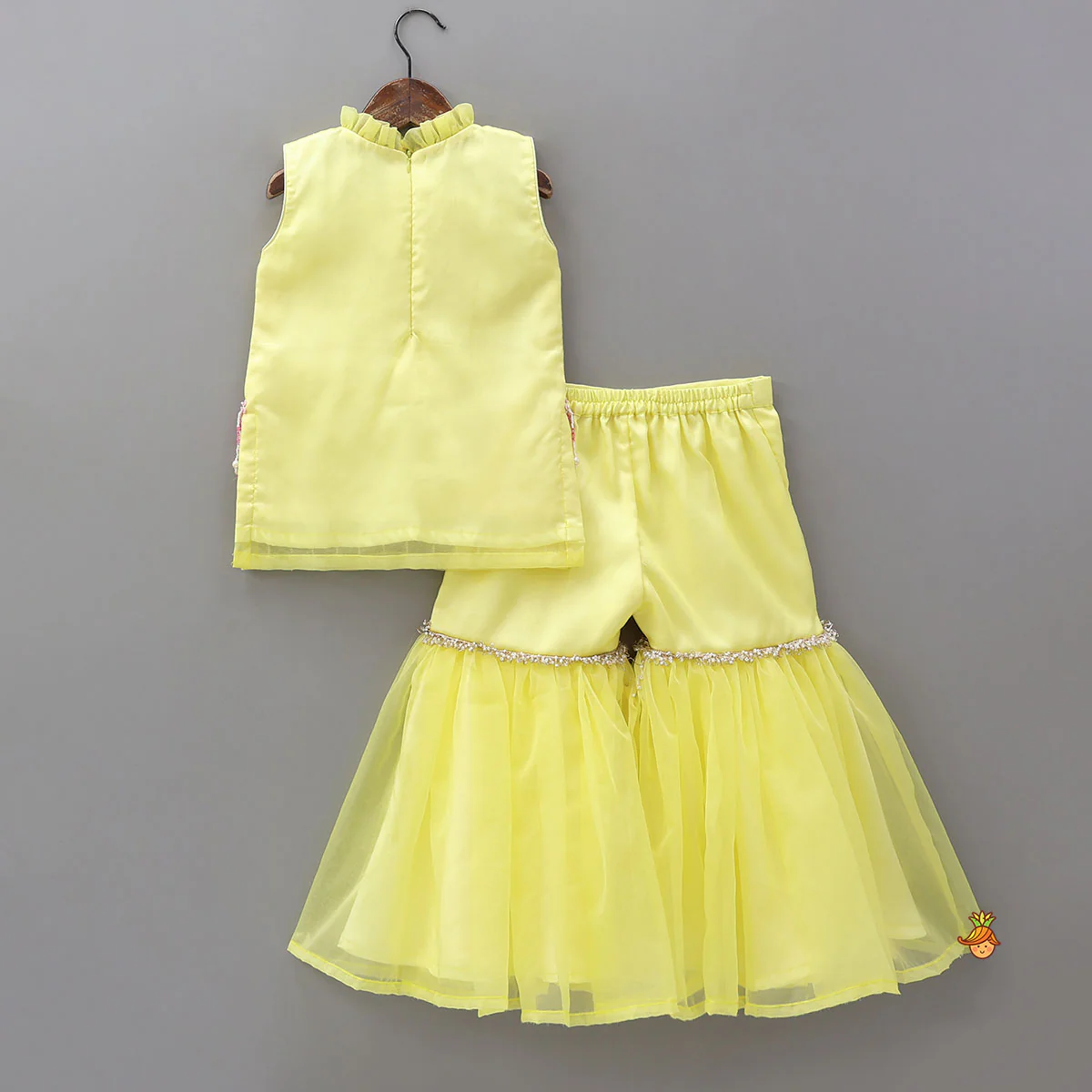 Embroidered Yoke Organza Kurti And Sharara - Image 2