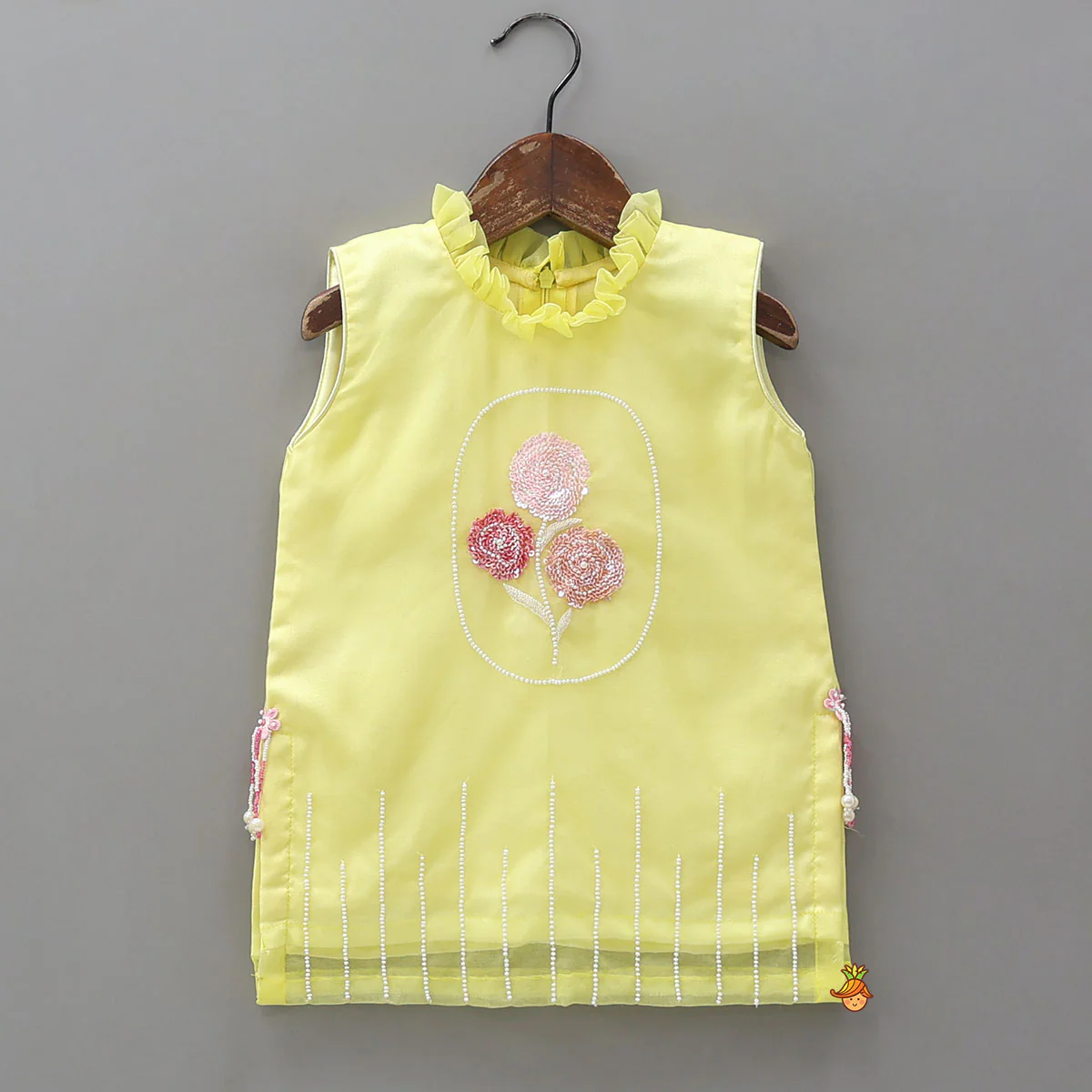 Embroidered Yoke Organza Kurti And Sharara - Image 3