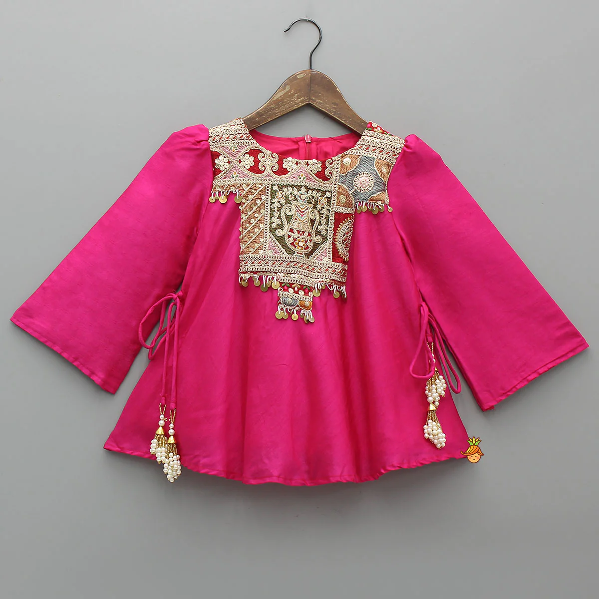 Embroidered Yoke Tassels Enhanced Kurti And Dhoti - Image 3