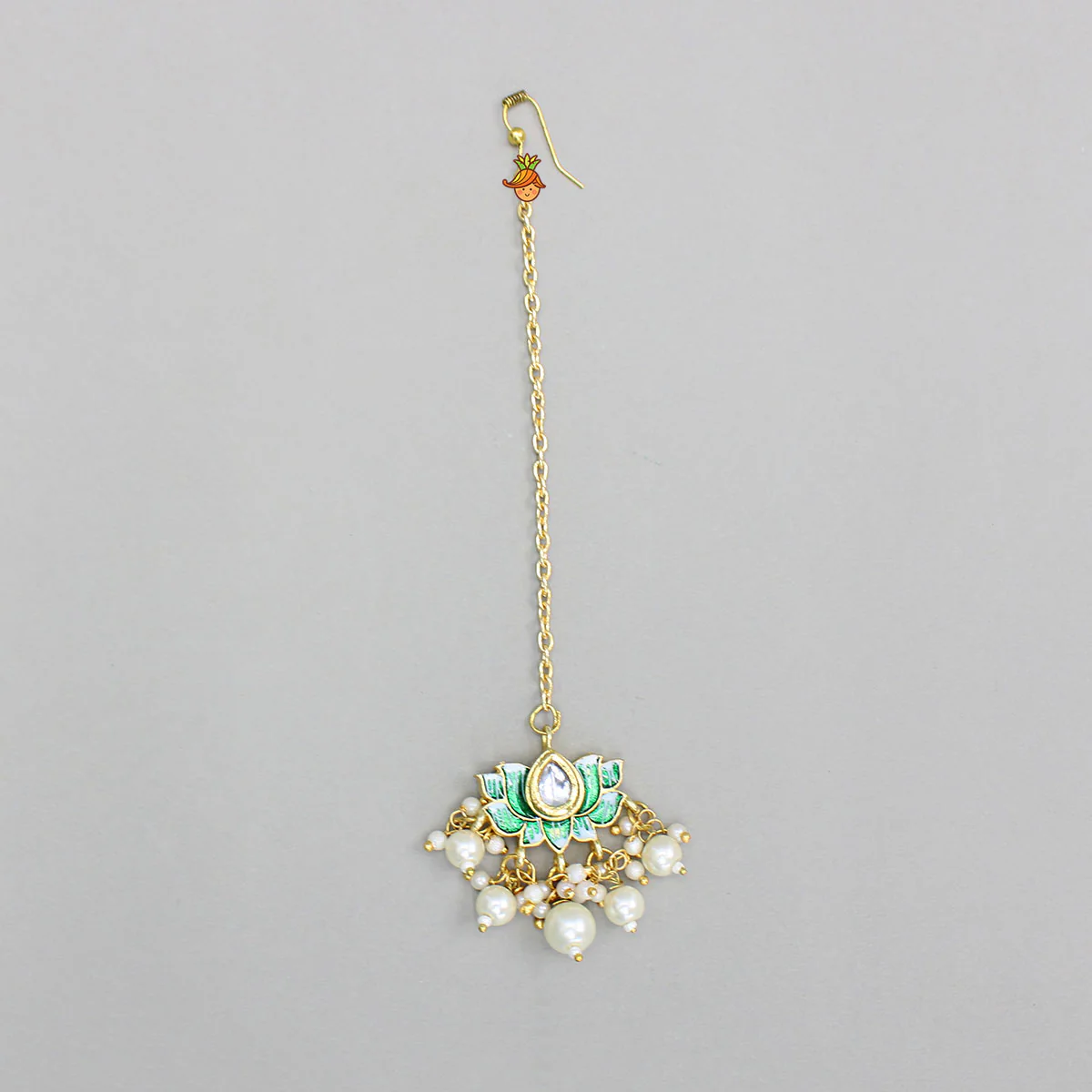 Ethnic Embellished Green Floral Maang Tikka