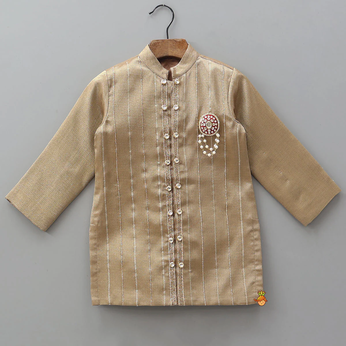 Ethnic Embellished Sheen Kurta With Matching Sheen Dhoti - Image 3